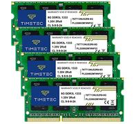 Timetec 32GB Kit(2x8GB) DDR3/DDR3L 1333MHz PC3-10600 Non-ECC Unbuffered 1.35V CL9 2Rx8 Dual Rank 204 Pin SODIMM Laptop PC Memoria RAM Módulo Actualización