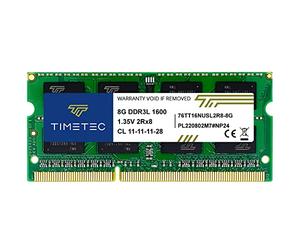 Timetec 8GB DDR3L 1600MHz PC3L-12800 No ECC Sin búfer 1.35V/1.5V CL11 2Rx8 Dual Rank 204 Pin SODIMM Notebook PC Memoria RAM módulo (8GB)