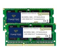 Timetec Premium 16GB Kit(2x8GB) DDR3L / DDR3 1600MHz (DDR3L-1600) PC3L-12800 / PC3-12800 Non-ECC Unbuffered 1.35V/1.5V CL11 2Rx8 Dual Rank 204 Pin SODIMM Laptop Memoria RAM Módulo