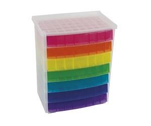 TimeTEX - Cajonera con diseño de arco iris | Caja de 7 colores, ideal para organizar y llamar la atención sobre el escritorio. Hecho de polipropileno 100% reciclable | Contenido: 7 cajones