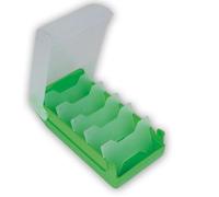 TimeTEX - Fichero de plástico resistente, A8, semitransparente con tapa retráctil, método de aprendizaje de 5 compartimentos, 20 x 9 x 6,5 cm, color: verde