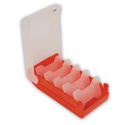TimeTEX - Fichero de plástico resistente, A8, semitransparente con tapa retráctil, método de aprendizaje de 5 compartimentos, 20 x 9 x 7 cm, color: rojo