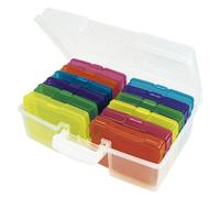 TimeTEX - Juego de cajas de colores en maletín | Cajas de almacenamiento transparentes para materiales y documentos | Práctico sistema de organización y gestión de colores para la escuela y la