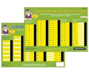 TimeTEX - Pizarra mágica "Matemáticas" - Espacio de números hasta 100.000 | Pizarra de cálculo con autocontrol para aprender lúdicamente de suma, resta y multiplicación | Contenido: espacio de números