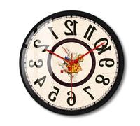 Timethink Reloj de pared con marco de metal, 12 pulgadas, diseño de conejo blanco de Alicia, el país de las maravillas, funciona en sentido contrario a las agujas del reloj, reloj de pared con