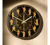 Timethink Reloj de pared de 15 pulgadas con la mitología griega de los doce dioses olímpicos, silencioso, sin tictac, reloj de pared de cuarzo, vintage, dioses griegos antiguos, decoración olímpica