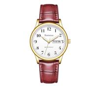 Timever Reloj de Cuarzo Elegante para Hombre con Correa de Piel,3 Agujas y Fecha,Resistente al Agua 3 ATM,Números Grandes,Regalo para Hombres(Marrón Blanco)