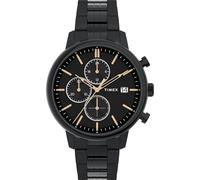 Timex Chicago Chronograph - Reloj cronógrafo para hombre de 45 mm, pulsera negra, esfera negra, caja negra, Negro -