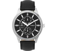 Timex Chicago - Reloj para hombre de 45 mm, acero inoxidable, dos piezas, liberación rápida, esfera negra, caja plateada