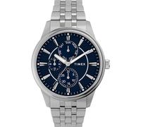 Timex Chicago TW2Y21500 - Reloj de cuarzo para hombre, pulsera de acero inoxidable con esfera azul y caja plateada, 45 mm