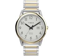 Timex Easy Reader - Reloj de 40 mm para hombre, correa de expansión de acero inoxidable de dos tonos, esfera blanca, caja de dos tonos TW2W52100