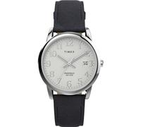 Timex Easy Reader - Reloj para hombre de 35 mm, pulsera en piel negra, esfera rosa, caja en color plateado TW2W54300