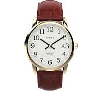 Timex Easy Reader TW2W95500 - Reloj para Hombre de 35 mm, Correa de Cuero marrón, Esfera Blanca, Caja Dorada