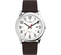 Timex Easy Reader TW2Y12600 - Reloj de Hombre 38 mm, Correa de Cuero marrón, Esfera Blanca y Caja en Tono Plateado