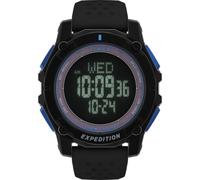 Timex Expedition Ridge Solar TW4B33900 - Reloj con Correa de Silicona Negra y Esfera con Pantalla Digital Negativa y Caja de policarbonato con Acabado Dorado para Hombre, 49 mm