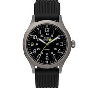 Timex Expedition Scout - Reloj de Pulsera para Hombre (40 mm, Esfera Negra de Dos Piezas, Caja Plateada)