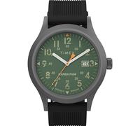 Timex Expedition Scout- Reloj para hombre de 40 mm, pulsera en silicona negra, esfera verde, caja en gris plomo TW4B30200