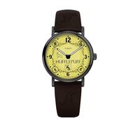 Timex Harry Potter Hufflepuff House TW2Y76600 - Reloj de cuarzo para hombre de 38 mm, correa de cuero marrón con esfera color crema y caja plateada