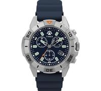 Timex Hombre Reloj Cronógrafo Expedition Ridge de 42 mm, Caja de Acero IP, Correa de Silicona Azul, Esfera Azul, Resistente al Agua hasta 100 Metros
