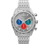 Timex Waterbury Cronograph TW2V42400 - Reloj cronógrafo con correa de acero inoxidable y esfera plateada para hombre, 41 mm