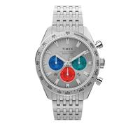Timex Waterbury Cronograph TW2V42400 - Reloj cronógrafo con correa de acero inoxidable y esfera plateada para hombre, 41 mm