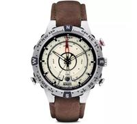 Timex IQ Tide Temp Brújula Crema Dial Correa de Cuero Reloj para Hombres T2N721