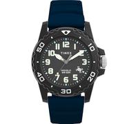 Timex Reloj Main Street TW5M61100 para hombre, 42 mm, correa silicona azul, esfera y caja negra