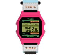 Timex Main Street - Reloj de 36 mm unisex, correa de nailon azul, esfera digital, caja rosa TW2W72200