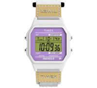 Timex Main Street - Reloj de 36 mm unisex, correa de nailon blanco, esfera digital, caja blanca TW2W72300
