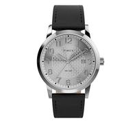 Timex Main Street - Reloj para hombre de 38 mm, correa negra, esfera plateada, caja plateada