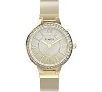 Timex Main Street - Reloj para mujer de 29 mm, pulsera dorada, esfera de nácar, caja dorada