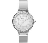 Timex Main Street - Reloj para mujer de 29 mm, pulsera plateada con esfera de nácar, caja plateada