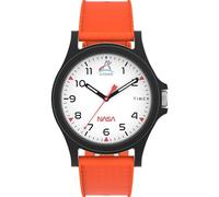 Timex Main Street TW2Y13000 - Reloj Unisex 40 mm, Correa de Silicona Naranja, Esfera Blanca y Caja Negra