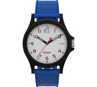 Timex Main Street TW2Y13100 - Reloj Unisex 40 mm, Correa de Silicona Azul, Esfera Blanca y Caja Negra