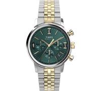 Timex Marlin Chronograph Tachymeter TW2W60000 - Reloj cronógrafo taquímetro con correa de acero inoxidable bicolor y esfera verde, 40 mm