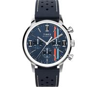 Timex Marlin Chronograph Tachymeter TW2W99000 - Reloj cronógrafo taquímetro con Correa de Cuero Azul con Esfera Azul y Caja de Acero Inoxidable para Hombre, 40 mm