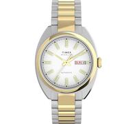 Timex Marlin Draper - Reloj automático de 37 mm para Hombre, Pulsera de Dos Tonos, Esfera Plateada, Caja de Dos Tonos