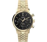 Timex Marlin Reloj cronógrafo de cuarzo para hombre, 40 mm, pulsera dorada, esfera negra, caja dorada, color dorado, dorado