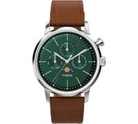 Timex Marlin - Reloj para hombre de 40 mm, correa de liberación rápida de dos piezas marrón, esfera verde, caja de acero inoxidable TW2W51000