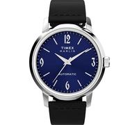 Timex Reloj Marlin para Hombre de 40 mm, Correa Negra, Esfera Azul, Caja de Acero Inoxidable