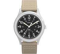 Timex MK1 Military Automatic TW2Y11900 - Reloj con correa de tela marrón con esfera negra y caja de acero inoxidable para hombre, 40 mm