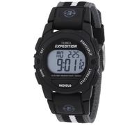 Timex Orologio Unisex Expedition Digital CAT 33mm - Cassa nera con cinturino in tessuto a righe nero e grigio T49661