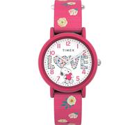 Timex Peanuts Color Rush Floral - Reloj para mujer, 34 mm, correa rosa, esfera blanca, caja rosa