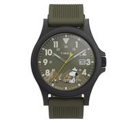 Timex Peanuts Expedition Acadia - Reloj para Hombre de 40 mm, Correa Verde, Esfera Verde, Caja Negra