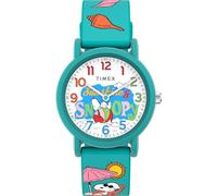Timex Peanuts Just Beachy - Reloj unisex de 36 mm, pulsera en silicona verde, esfera blanca, caja verde TW2V78500