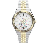 Timex Peanuts Legacy - Reloj para mujer de 34 mm, pulsera de dos tonos, esfera blanca, caja de dos tonos