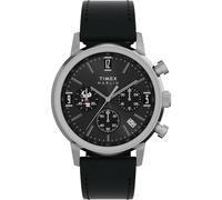Timex Peanuts Marlin - Reloj cronógrafo Joe Cool para hombre, 40 mm, esfera negra de dos piezas, caja plateada