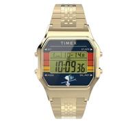 Timex Peanuts T80 Snoopy Ski - Reloj Unisex de 34 mm, Esfera Digital Dorada, Caja Dorada