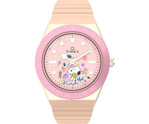 Timex Peanuts x Q In Bloom TW2W83800 - Reloj de acero inoxidable en tono oro rosa con esfera rosa para mujer, 36 mm