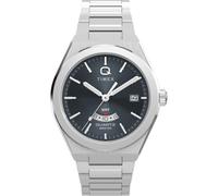 Timex Q Continental GMT TW2Y12100 - Reloj con Correa de Acero Inoxidable y Esfera Negra para Hombre, 39 mm